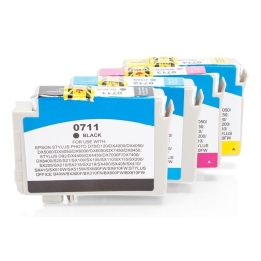 Alternativ zu Epson C13T07154010 / C13T07154012 / T0715 Tinten Sparset (je 1 x BK,C,M,Y) 4 Stk.