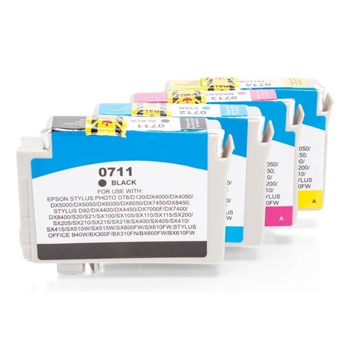 Compatible Epson C13T07154010 / C13T07154012 / T0715 ink saving set (each 1 x BK,C,M,Y) 4 pcs.